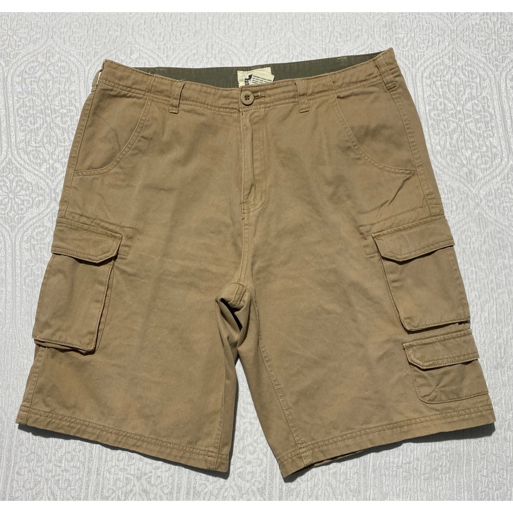 Old Mill Mens Cargo Shorts Size 34 Khaki Tan 100% Cotton Multi Pocket Utility